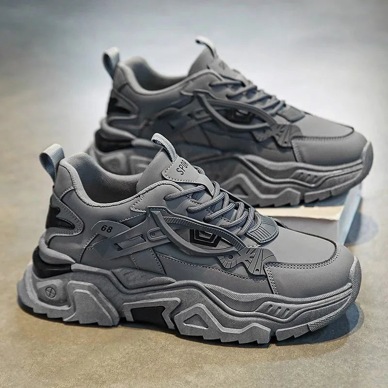 Men Thick Soled Casual Shoes Lace up Comfortable Breathable Suitable Outdoor Sports Running Shoes in All Seasons