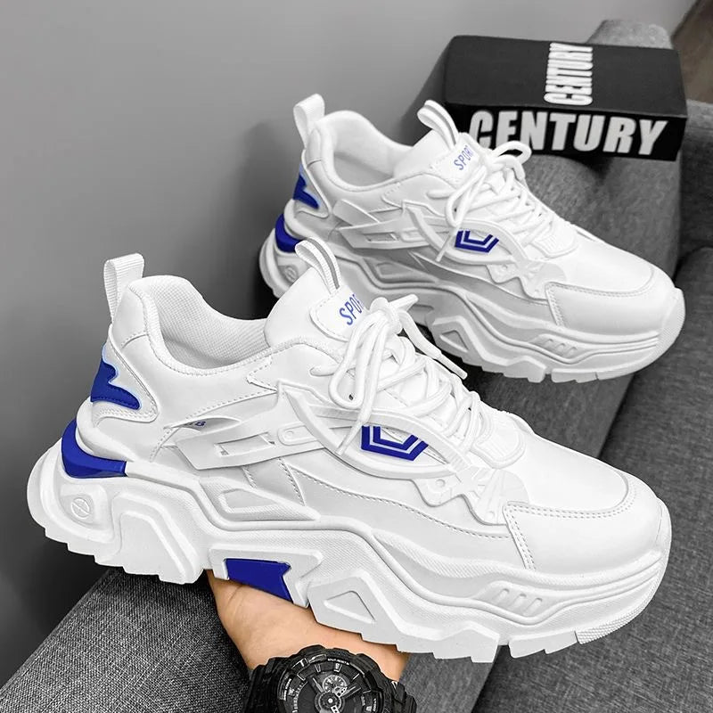 Men Thick Soled Casual Shoes Lace up Comfortable Breathable Suitable Outdoor Sports Running Shoes in All Seasons
